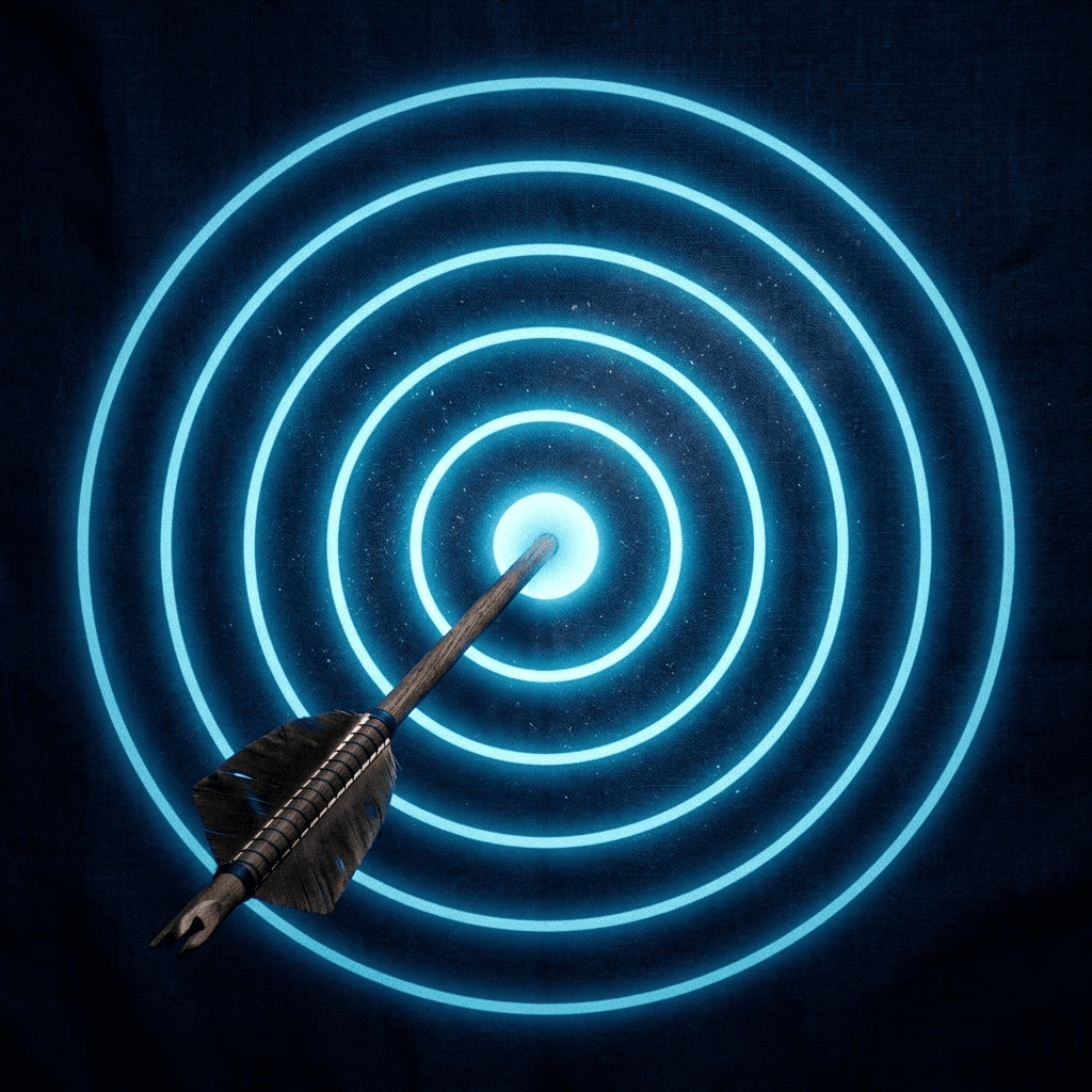 Glowing concentric target representing licensing-ready outcome