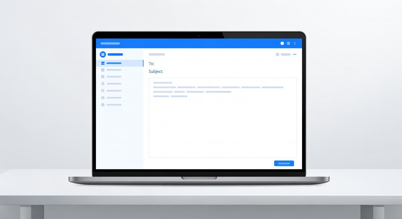 Professional business email compose window on a laptop