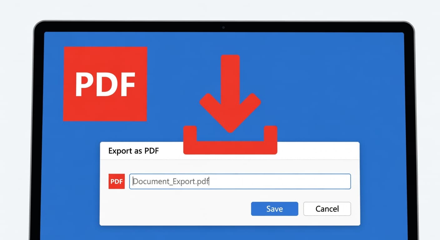 Computer screen showing a PDF export dialog