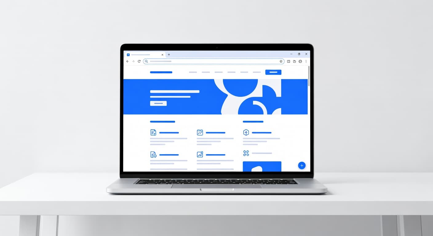 Modern web browser open on a laptop screen showing a website