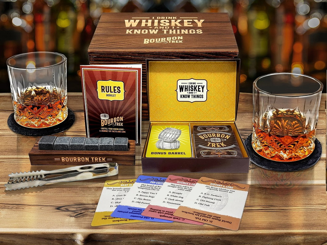 Buyers Guide bourbontrek whiskey gift set trivia game 844368